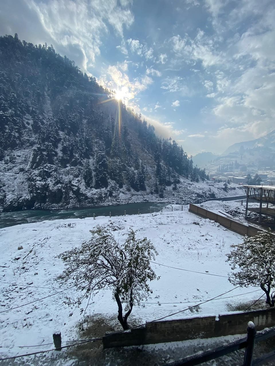 Turquoise Swat river flowing through Kalam valley